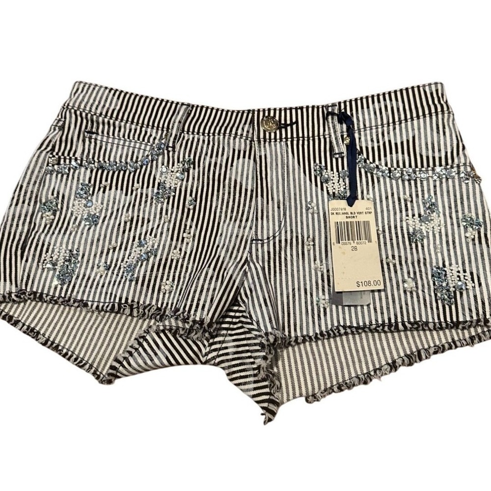 NWT $108 Juicy Couture Embellished Striped Daisy Duke Shorts – Size 28